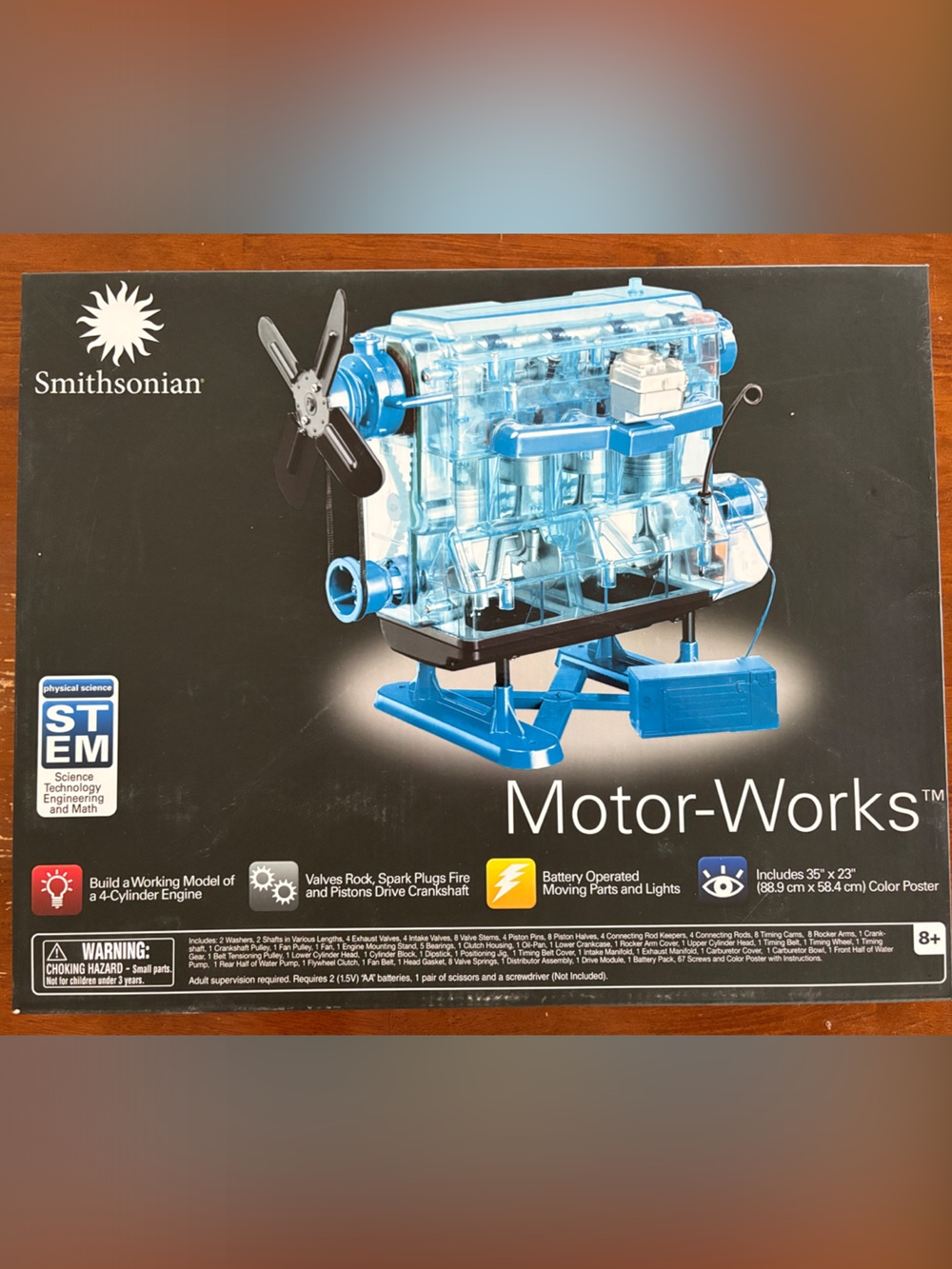 Smithsonian Motor-Works Blue Working Engine Model - Kids Learning Toy